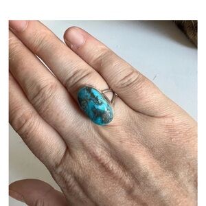Vintage Sterling Silver Turquoise Cocktail Ring size 6.5